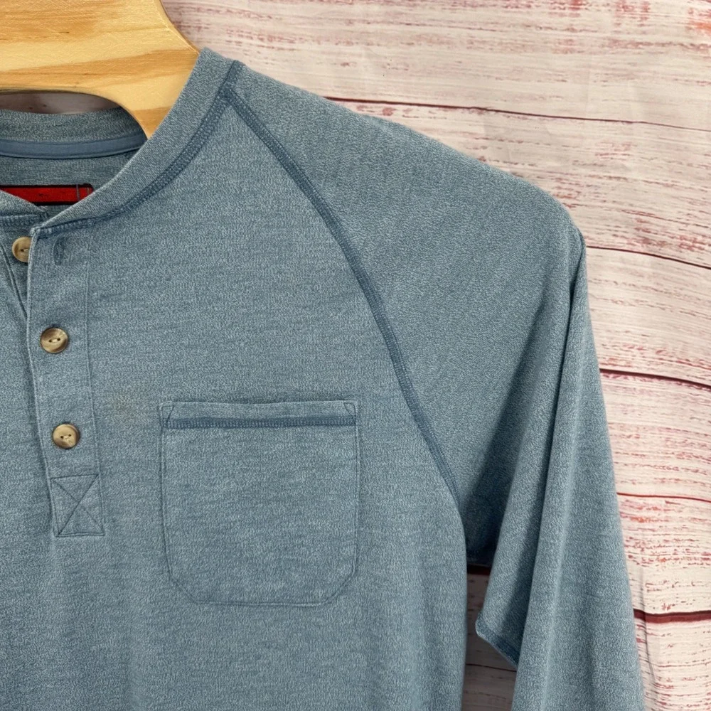 The North Face Henley Shirt Mens Large Blue‎ Heathered Long Sleeve Pocket
